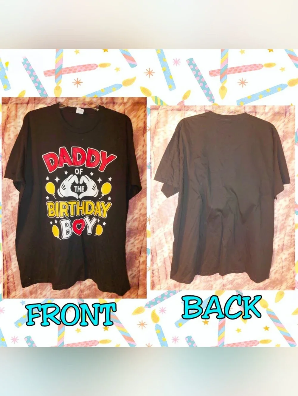 Black/Multiclr Disney Inspired Font Daddy of The Birthday Boy T-Shirt 3XL(54-56)